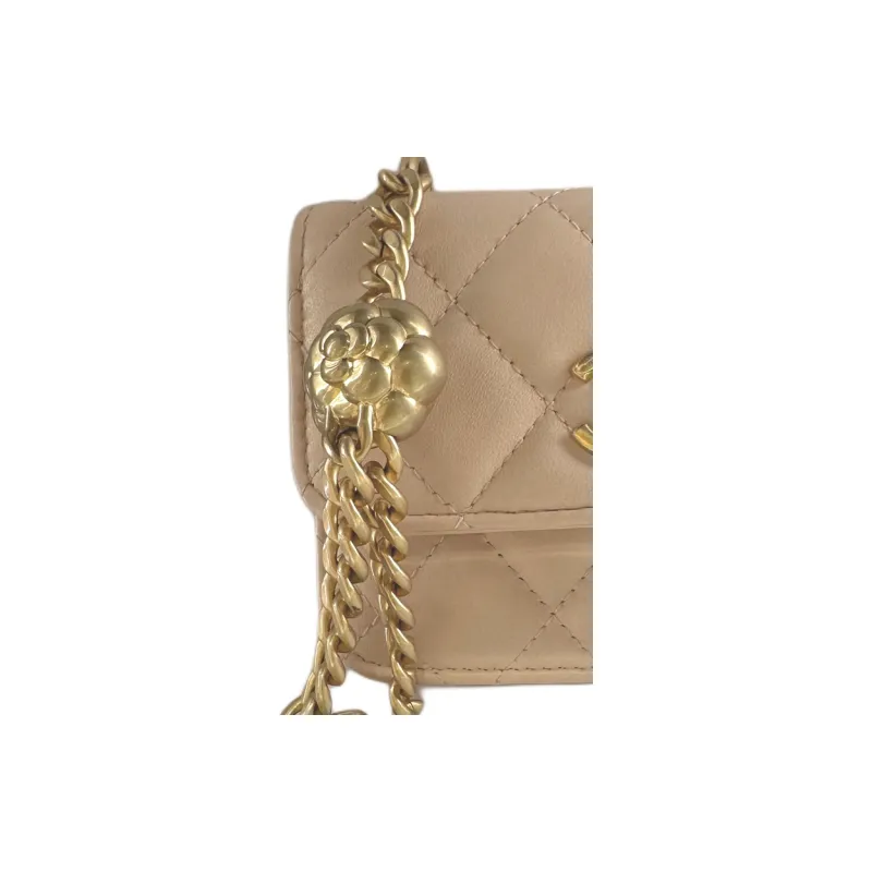 CHANEL WOC Lambskin Flap Bag, Envelope Bag, Crossbody Bag, Shoulder Bag Women's Light Beige-2