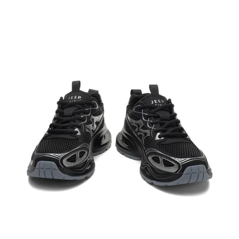 JEEP SPIRIT Height Increasing Lightweight Slip Resistant Low Top Chunky Sneakers Men's Graphite Silver-4