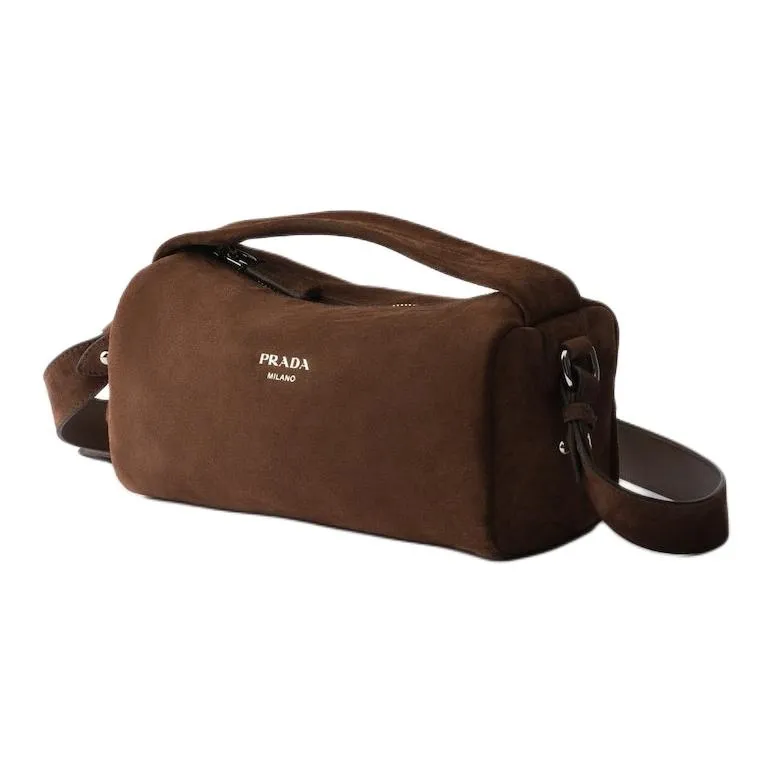 PRADA Calfskin Shoulder Bag Crossbody Bag Handbag Unisex Coffee Brown-1