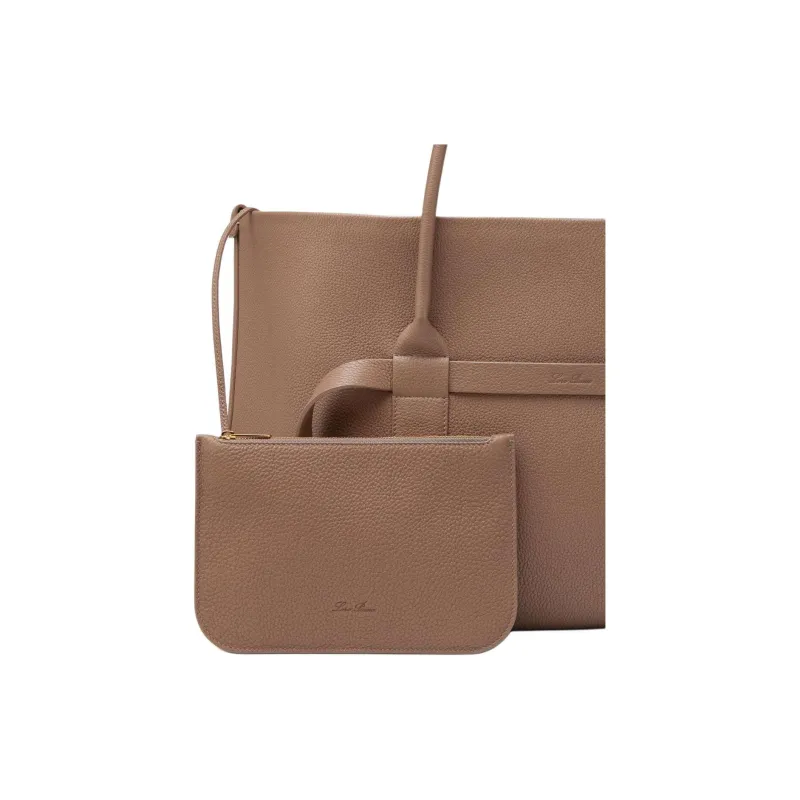 Loro Piana Ghiera Cow Leather Handbag Large Size Women's Fossil Color-6
