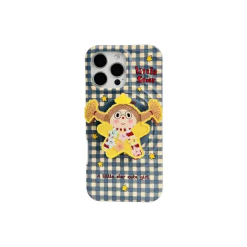 Wei Xin Acrylic Material Plaid Star Braid Girl Phone Cases Compatible With IPhone 16/15 Pro Max/Apple 13/14 Pro/Max