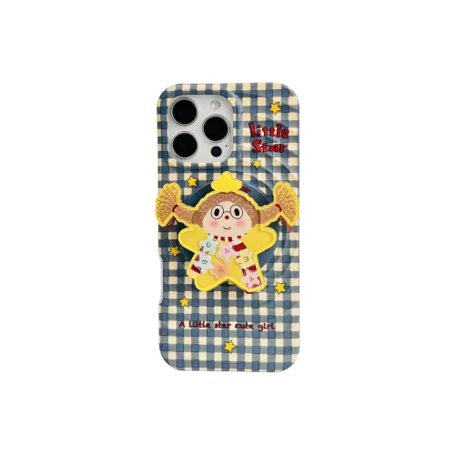 Wei Xin Acrylic Material Plaid Star Braid Girl Phone Cases Compatible With IPhone 16/15 Pro Max/Apple 13/14 Pro/Max