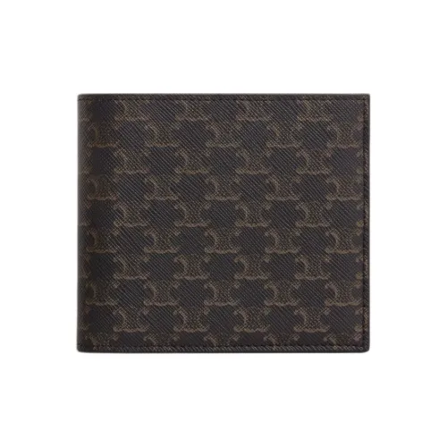 CELINE Grained Leather Wallet Men's Brown
