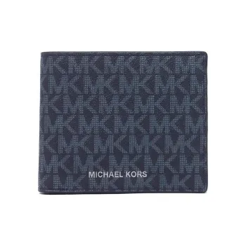 MICHAEL KORS Billford PVC Card Holder Wallet Men's Navy Blue Monogram