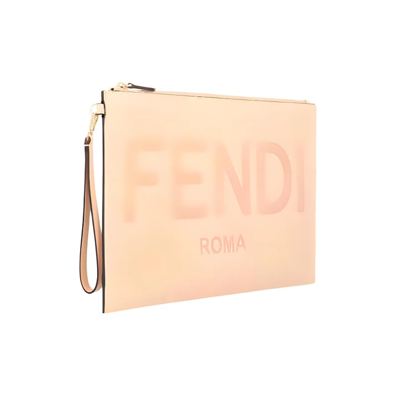 FENDI Leather Clutch Large Size Women's Pink-2