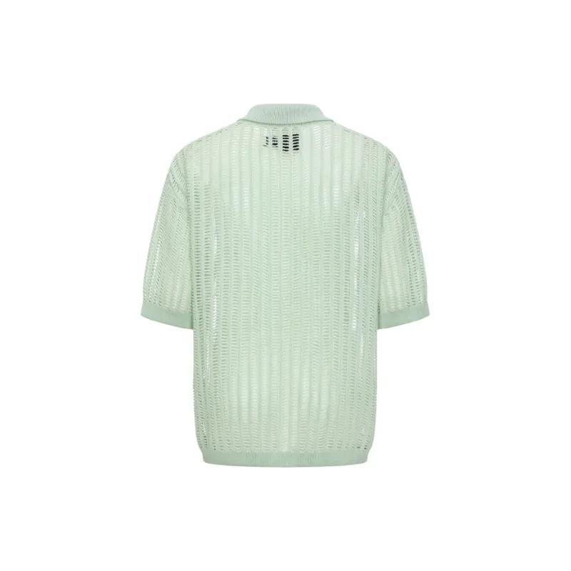 Feng Chen Wang Open knit Polo Shirt-1