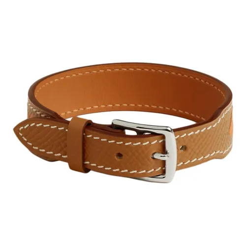 HERMES Calfskin Bracelets Men's Orange