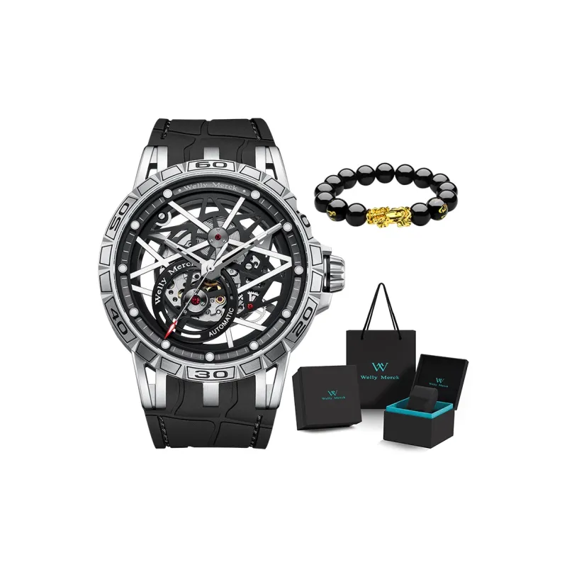 Welly Merck Automatic Mechanical Movement Watch Men's Watches Cut-Out Dial-4