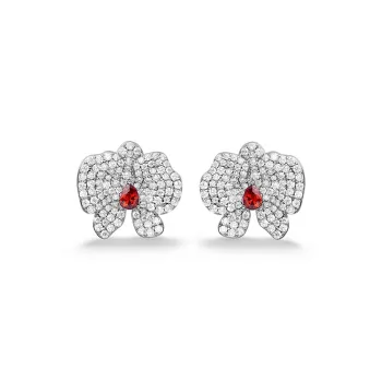 HEFANG All Things Spiritual Collection 925 Sterling Silver Phalaenopsis Earrings/Clip on Earrings Women's