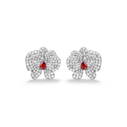 HEFANG All Things Spiritual Collection 925 Sterling Silver Phalaenopsis Earrings/Clip on Earrings Women's