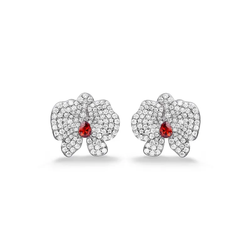 HEFANG All Things Spiritual Collection 925 Sterling Silver Phalaenopsis Earrings/Clip on Earrings Women's-0
