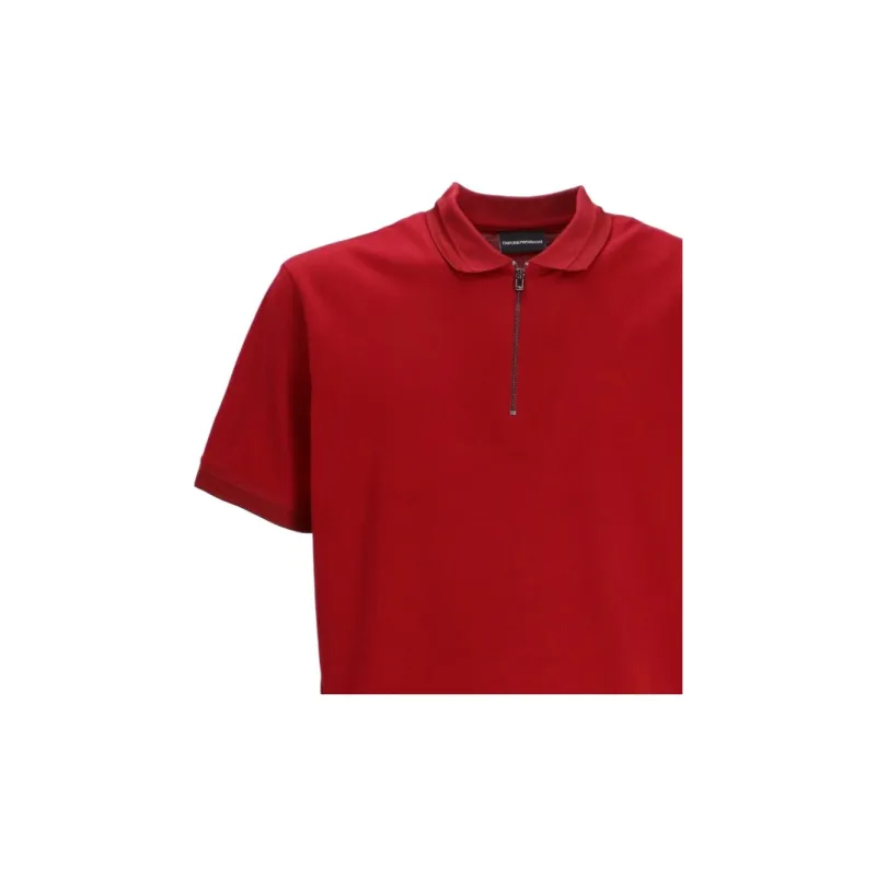EMPORIO ARMANI Zip up Cotton Polo Shirt-4