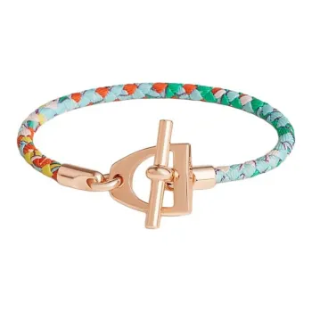 HERMES Silk Metal Rose Gold-Plated Bracelets Women's Blue