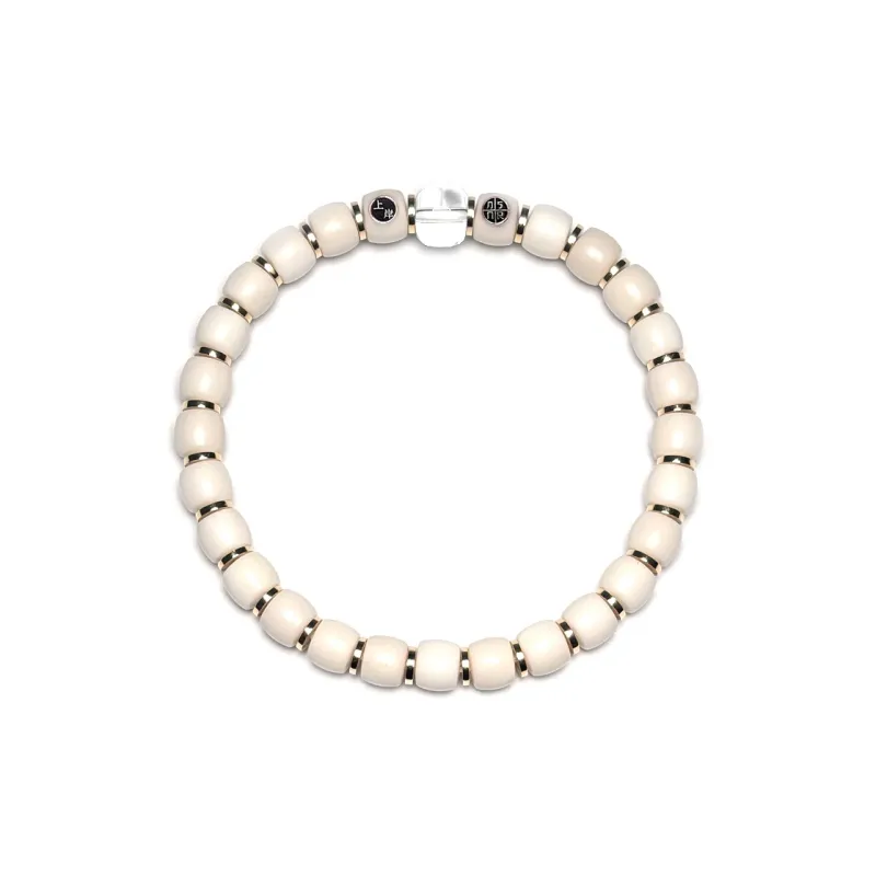 MOUNTAINS AND MANS White Jade Bodhi New Chinese Style Good Luck Beaded Bracelet Unisex-6