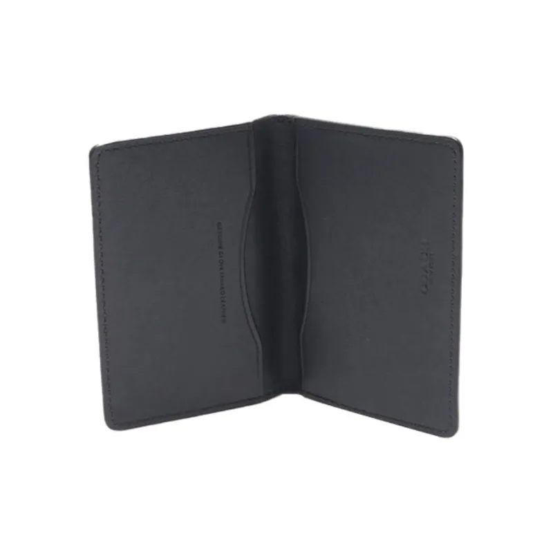 COACH Cow Leather Card Clip Wallets Card Holders Mini Men's Dark Blue-3