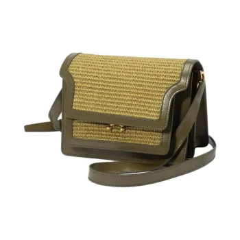 MARNI Calfskin Trunk Bag Crossbody Bag Shoulder Bag Medium Size Women's Brown Yellow