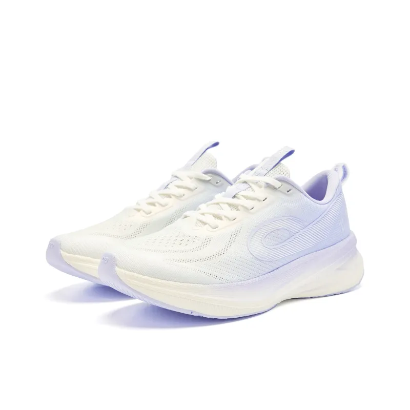 QIAODAN Speed 3LITE Non slip Wear resistant Shock Absorption Low Top Casual Running Shoes Women's Ivory Purple-2