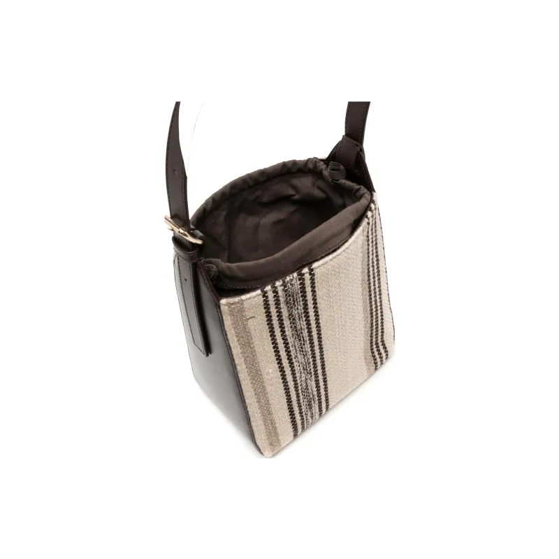 A.P.C Canvas With Leather Handbag Shoulder Bag Crossbody Bag Small Size Women's Deep Chestnut Brown-3