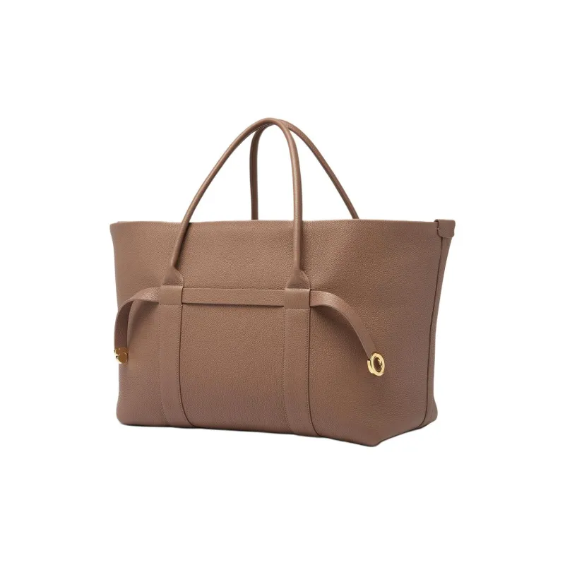 Loro Piana Ghiera Cow Leather Handbag Large Size Women's Fossil Color-1