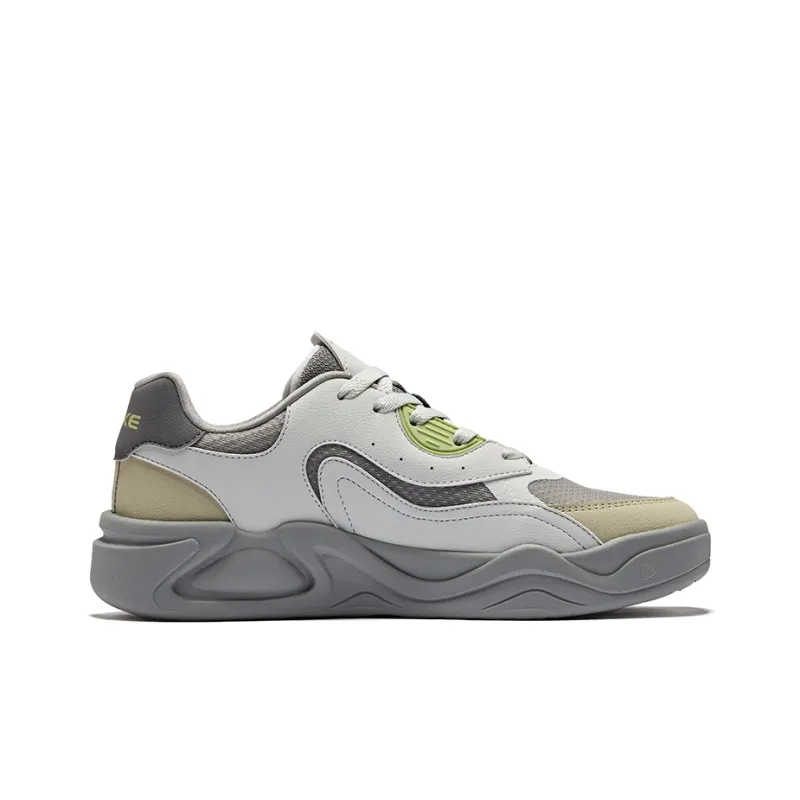 Erke The Clouds Come Anti Slip Wear Resistant Low Top Skateboard Shoes Men's Medium Gray White Dew Gray-1
