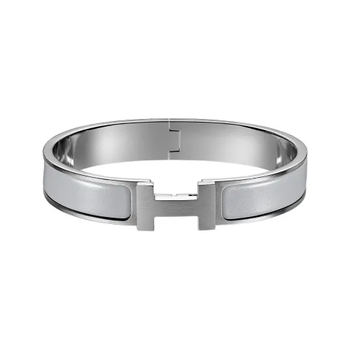 HERMES Enamel Bangles Men's Gray White