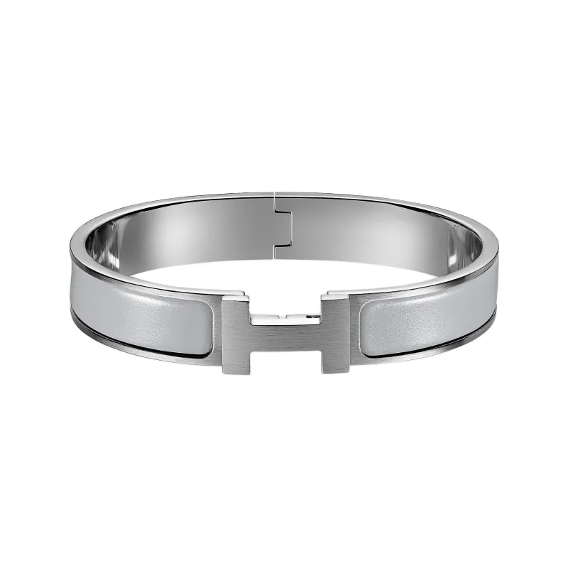 HERMES Enamel Bangles Men's Gray White-0