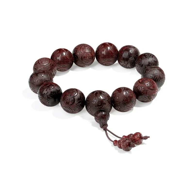 PUTUOSHANWENCHUANG Small Leaf Red Sandalwood Bracelets Unisex-2