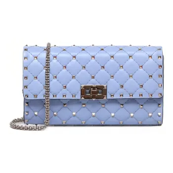 Valentino ROCKSTUD SPIKE Nappa Leather Shoulder Bag Women's Blue