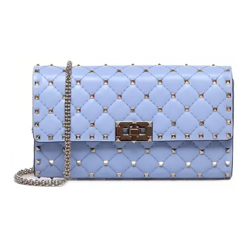 Valentino ROCKSTUD SPIKE Nappa Leather Shoulder Bag Women's Blue