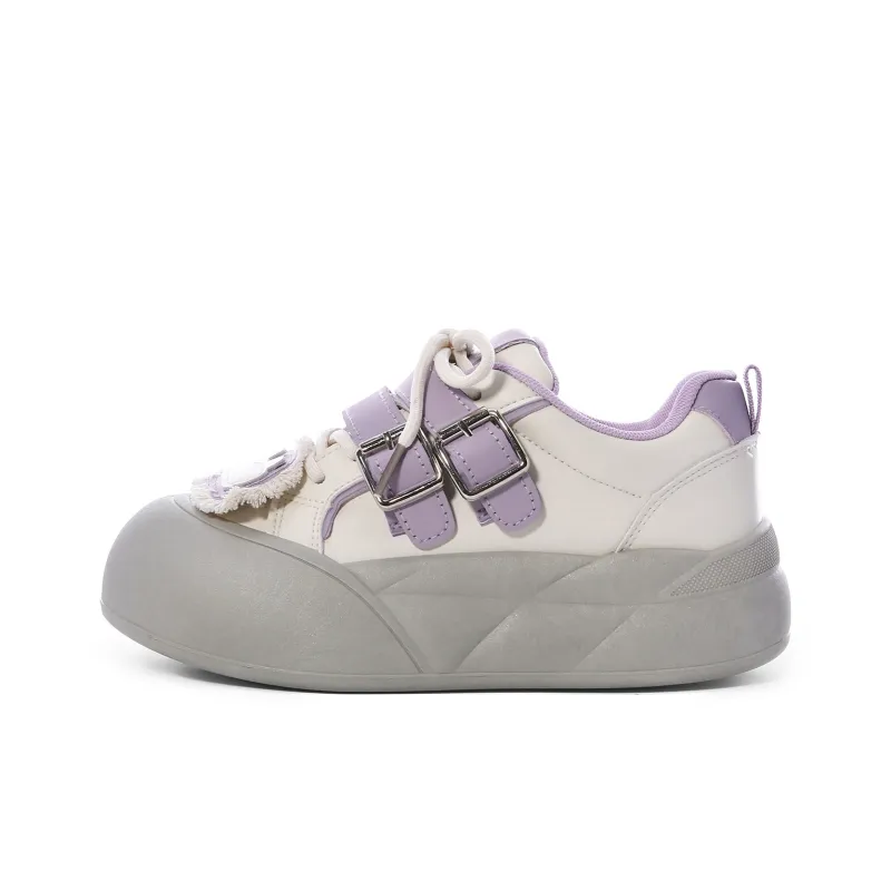 Lovely You Wear-resistant And Lightweight Low-Top Skateboard Shoes Women's Gray Purple-1