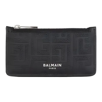 BALMAIN Monogram Embossed Zipped Cardholder