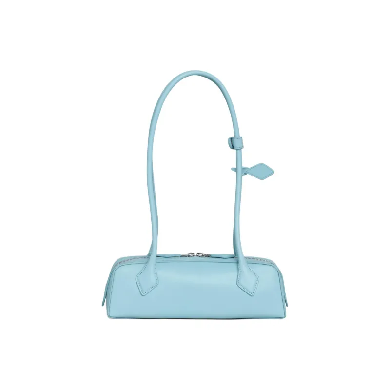 Alaia Calfskin Shoulder Bag, Dachshund Bag, Baguette Bag, Handbag, Shoulder Bag Small Size Women's Light Blue-0
