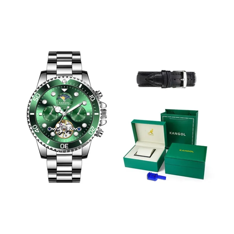 KANGOL Automatic Mechanical Movement Stainless Steel Watchband Watch Men's Watches Black Dial-13