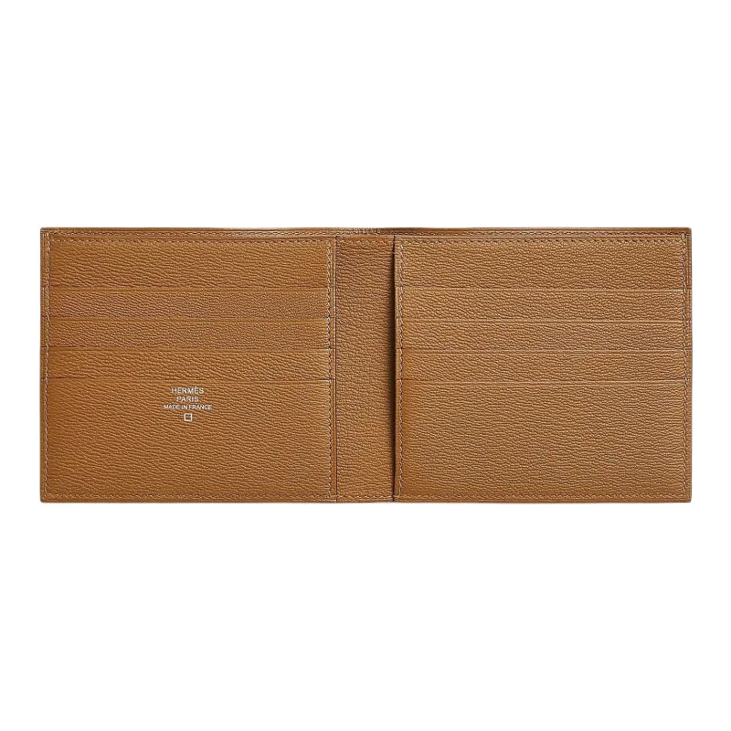 HERMES MC² Euclide Matte Crocodile Leather Wallet Men's 37 Gold Gold Brown-2
