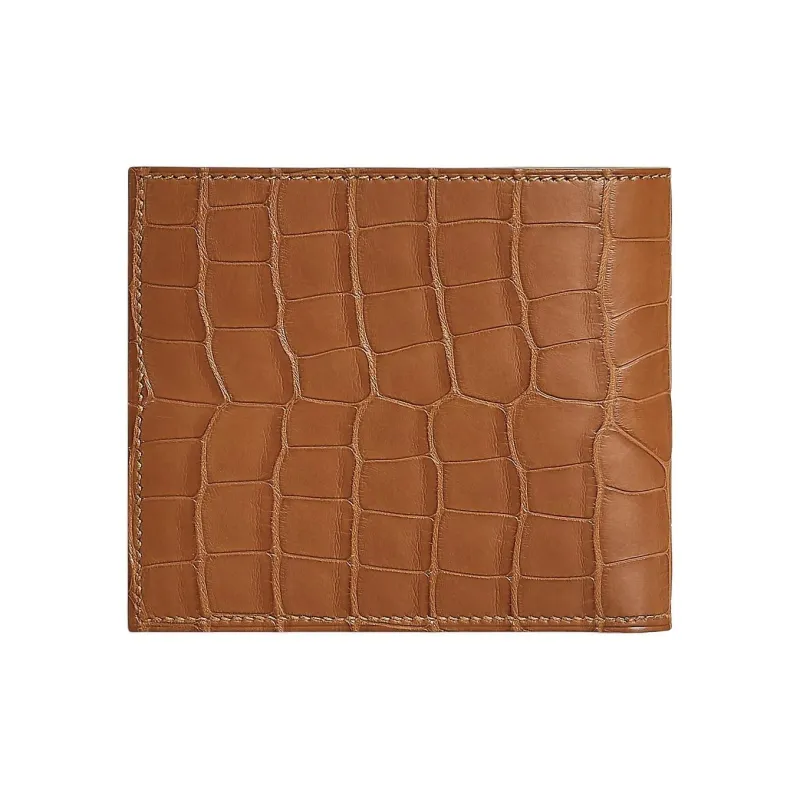 HERMES MC² Euclide Matte Crocodile Leather Wallet Men's 37 Gold Gold Brown-1