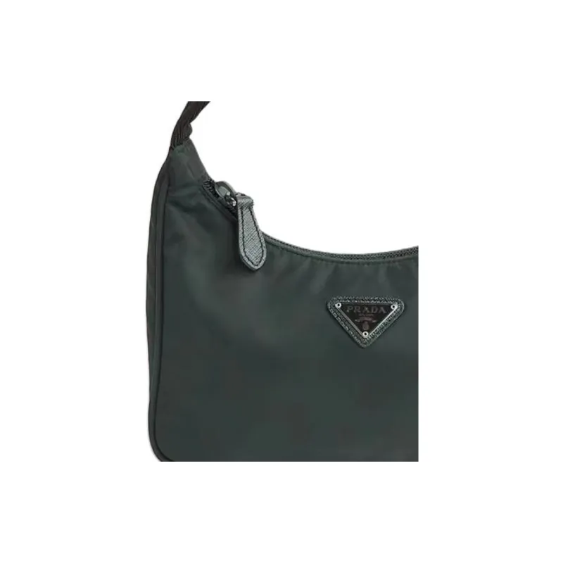 PRADA Re-Edition Recycled Nylon Patchwork Fabric Handbag Shoulder Bag Women's Dark Green-2