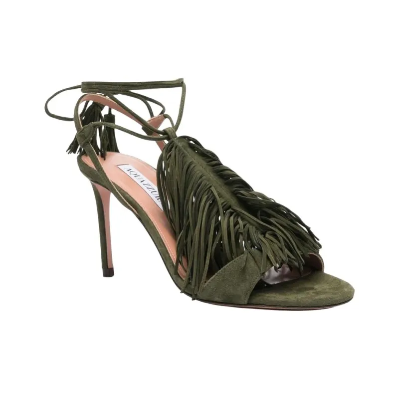 AQUAZZURA Gytane One Strap Sandals 8.5cm Women's Green-2