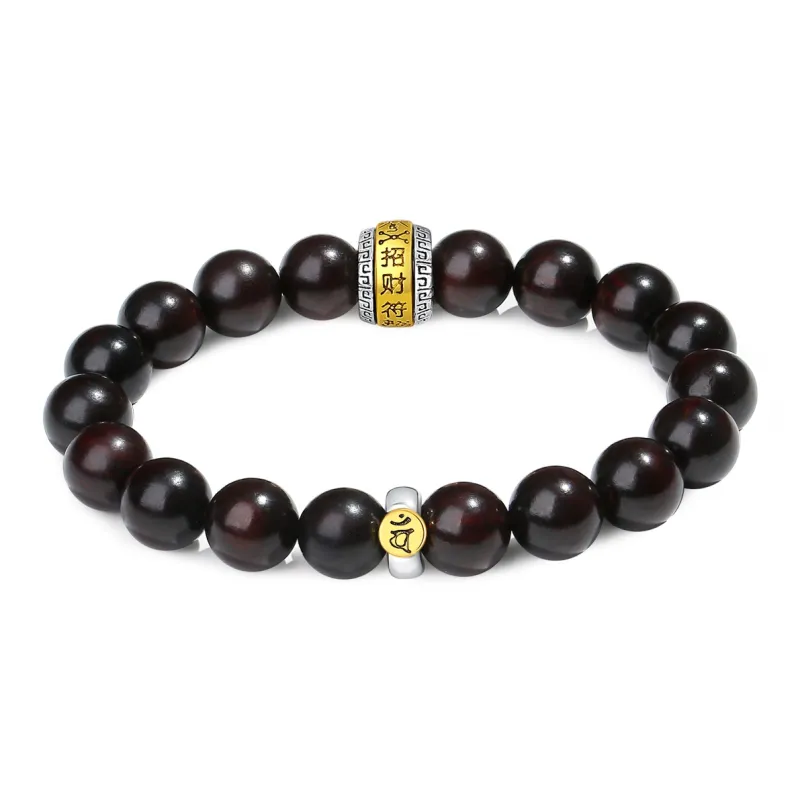 PUTUOSHANWENCHUANG Small Leaf Red Sandalwood Bracelets Unisex-4