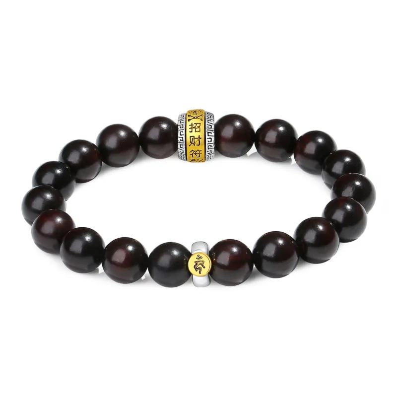 PUTUOSHANWENCHUANG Small Leaf Red Sandalwood Bracelets Unisex-5