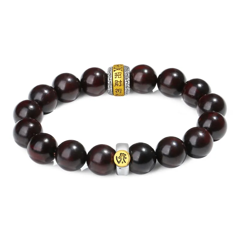 PUTUOSHANWENCHUANG Small Leaf Red Sandalwood Bracelets Unisex-7