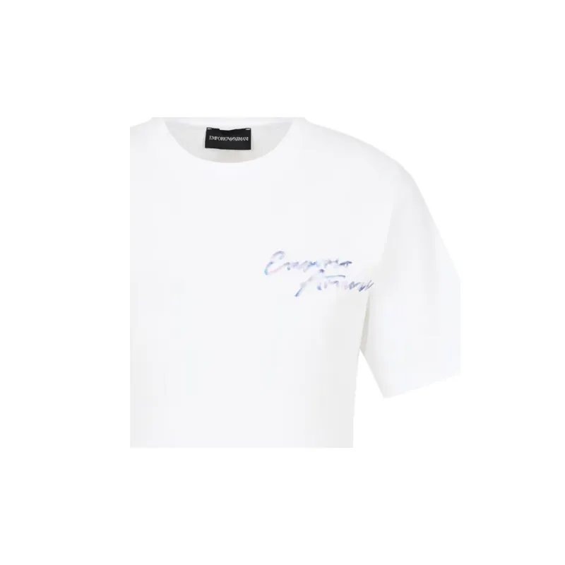 EMPORIO ARMANI Asv Jersey T shirt With Multicoloured Logo Embroidery-4