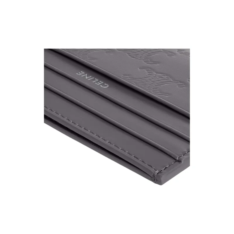 CELINE Calfskin Card Holder Large Size Men's Anthracite-3