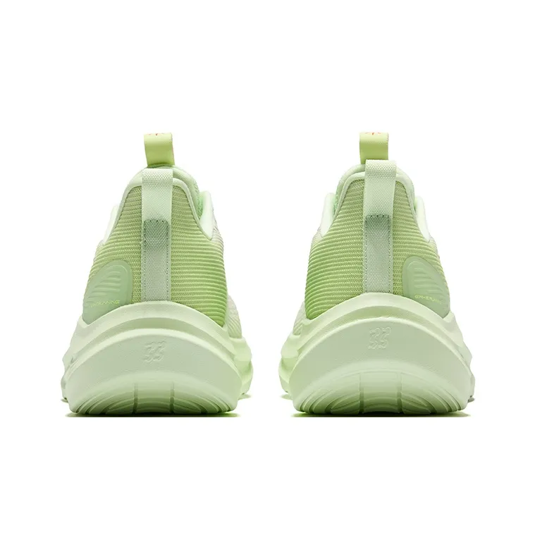 Erke Breathable Lightweight Rebound Low-Top Sprint Running Shoes Men's Microcrystal White Fluorescent Sprig Green-3