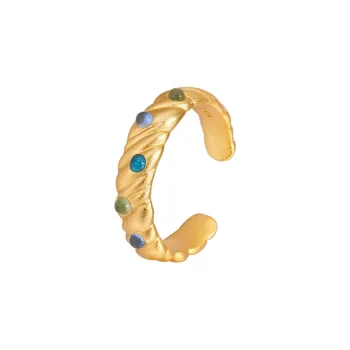 Arsis Gold Plated Multicolor Glass Rings Women's Gold