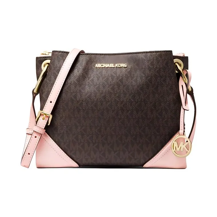 MICHAEL KORS Nicole Canvas Trunk Bag Shoulder Bag Crossbody Bag Women's Dark Brown/Pink-0