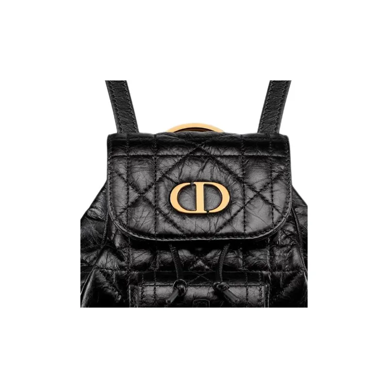 DIOR Caro Calfskin Backpack Small Size Women's Black-3