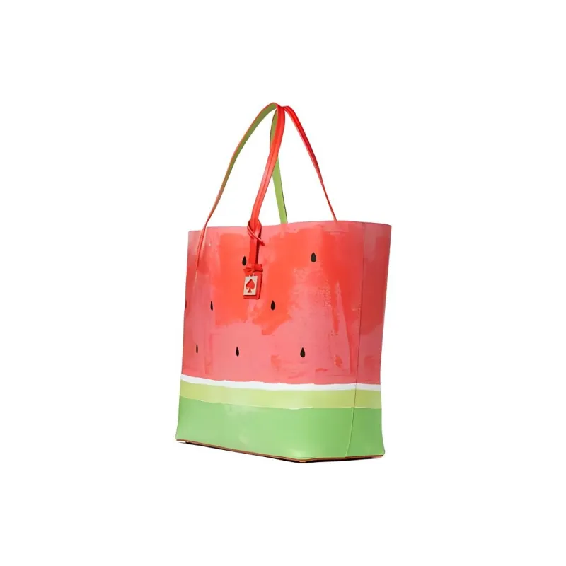 Kate Spade Leather Tote Bag Shopping Bag Handbag Women's Red & Green-1