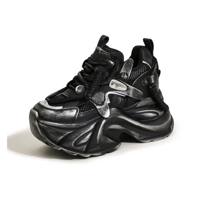 Milan Love Song Cushioned Wear Resistant Height Increasing Low Top Chunky Sneakers Women's-3