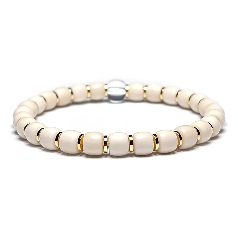 MOUNTAINS AND MANS White Jade Bodhi New Chinese Style Good Luck Beaded Bracelet Unisex-7