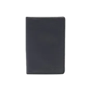 COACH Cow Leather Card Clip Wallets Card Holders Mini Men's Dark Blue